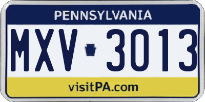 PA license plate MXV3013