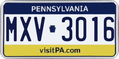 PA license plate MXV3016
