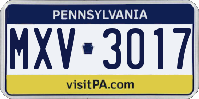 PA license plate MXV3017