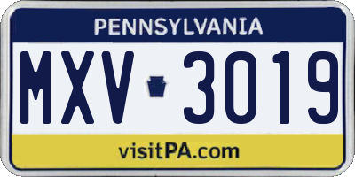PA license plate MXV3019