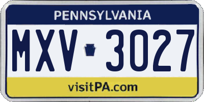 PA license plate MXV3027