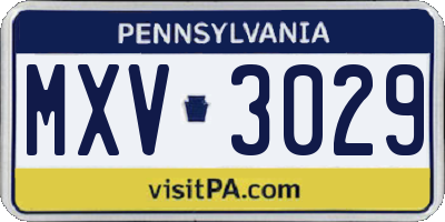 PA license plate MXV3029