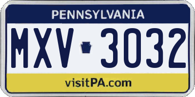 PA license plate MXV3032