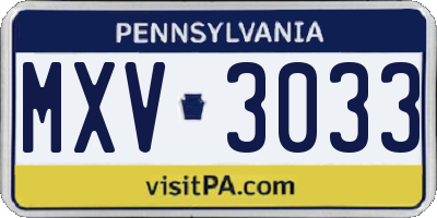PA license plate MXV3033