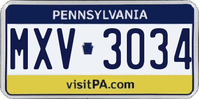 PA license plate MXV3034