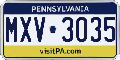 PA license plate MXV3035