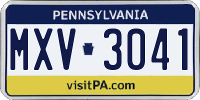 PA license plate MXV3041