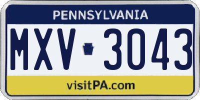 PA license plate MXV3043