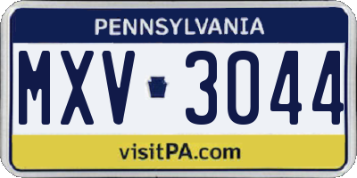 PA license plate MXV3044