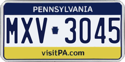 PA license plate MXV3045