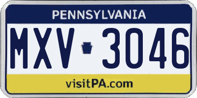 PA license plate MXV3046