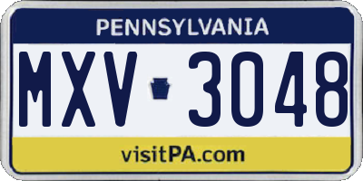 PA license plate MXV3048