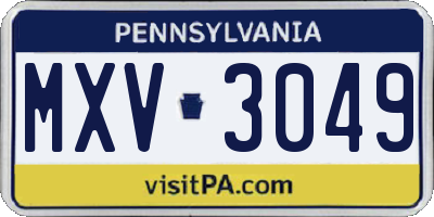 PA license plate MXV3049