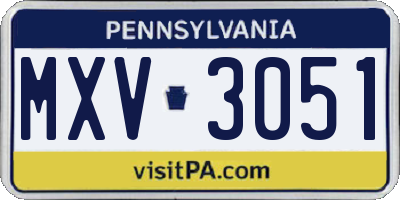 PA license plate MXV3051