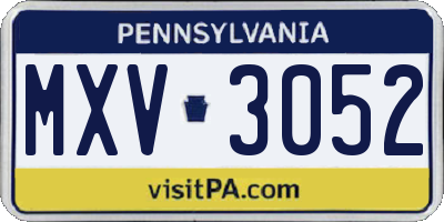 PA license plate MXV3052