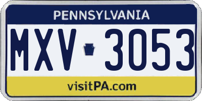 PA license plate MXV3053