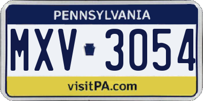 PA license plate MXV3054