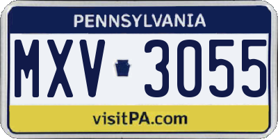 PA license plate MXV3055