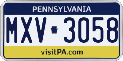PA license plate MXV3058