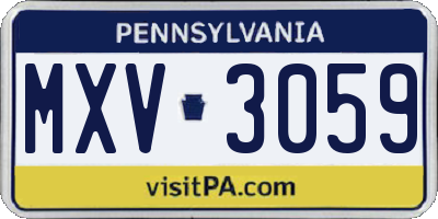 PA license plate MXV3059