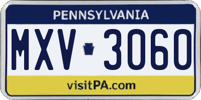 PA license plate MXV3060