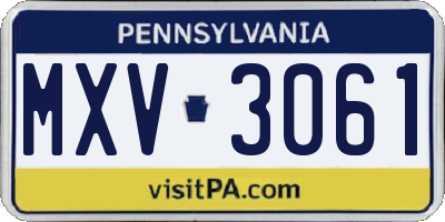 PA license plate MXV3061