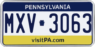 PA license plate MXV3063