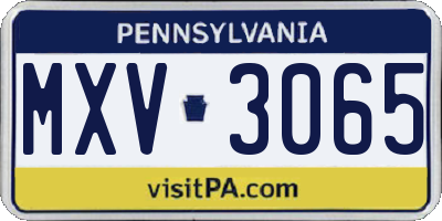 PA license plate MXV3065