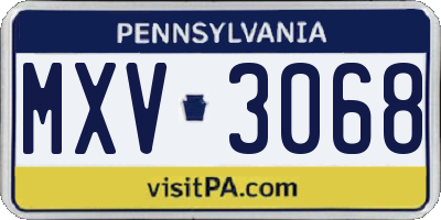 PA license plate MXV3068