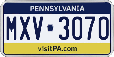 PA license plate MXV3070