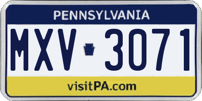 PA license plate MXV3071