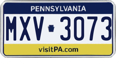 PA license plate MXV3073