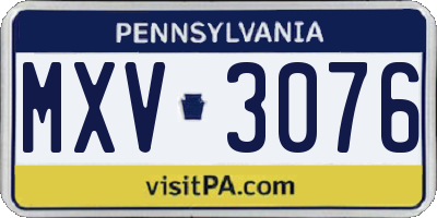 PA license plate MXV3076