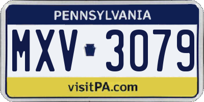 PA license plate MXV3079