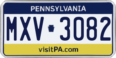 PA license plate MXV3082