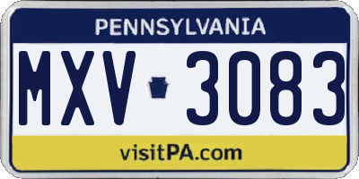 PA license plate MXV3083