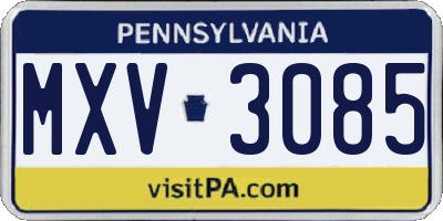 PA license plate MXV3085