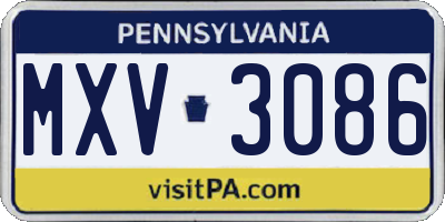 PA license plate MXV3086