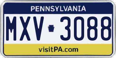 PA license plate MXV3088