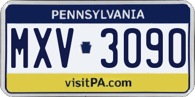 PA license plate MXV3090