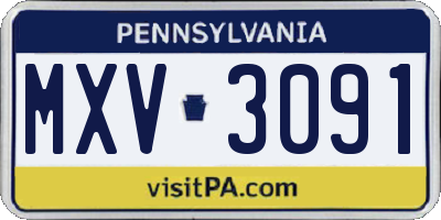 PA license plate MXV3091