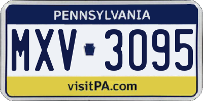 PA license plate MXV3095