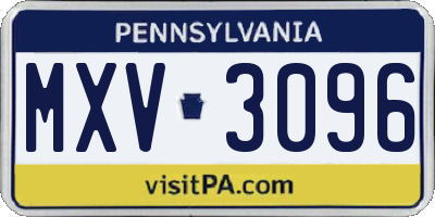 PA license plate MXV3096