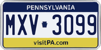 PA license plate MXV3099