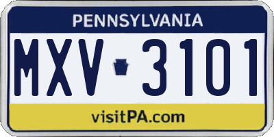 PA license plate MXV3101