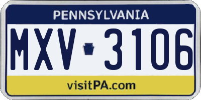 PA license plate MXV3106