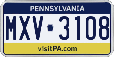 PA license plate MXV3108