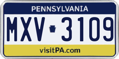 PA license plate MXV3109