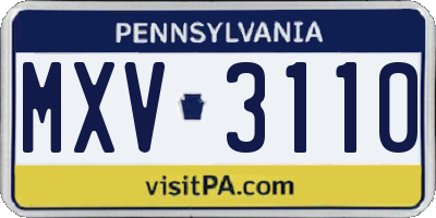 PA license plate MXV3110