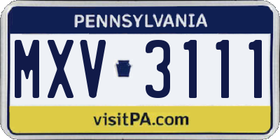 PA license plate MXV3111